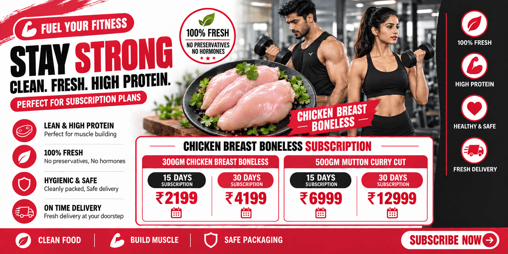 Monthly boneless chicken subscription plan for fresh protein